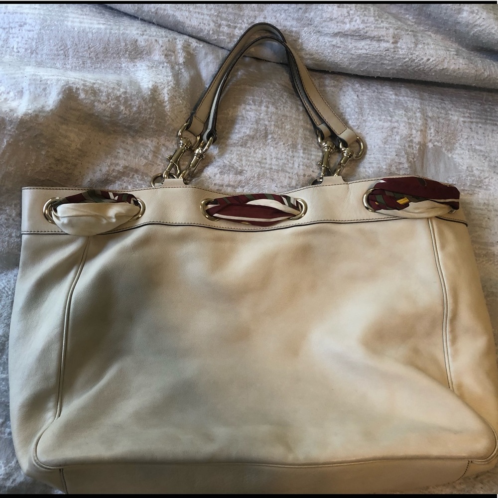 Gucci white leather tote